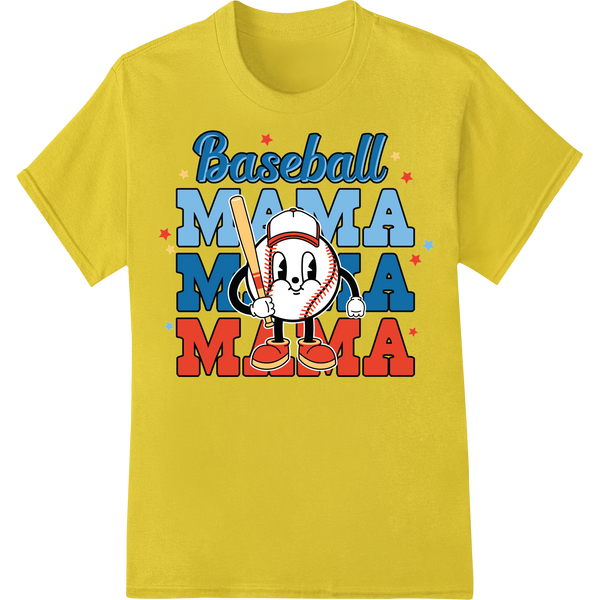 Adorable 'Baseball Mama' DTF Print - Perfect Mother's Day Gift on yellow shirt - SUPERDTF-DTF Prints-DTF Transfers-Custom DTF Prints