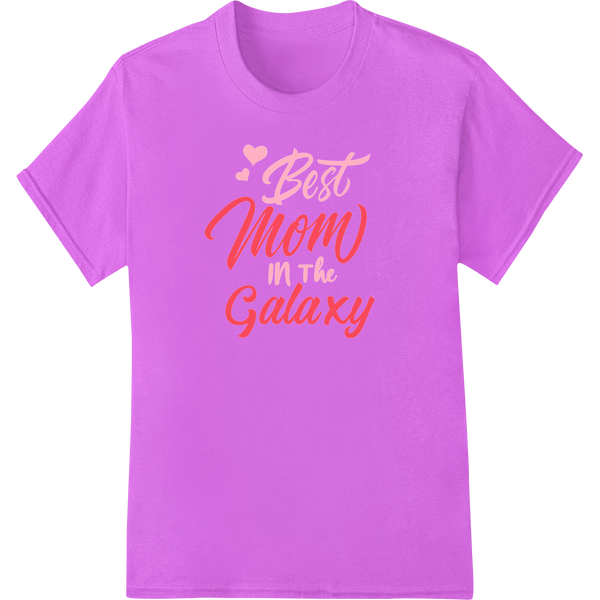 Stellar 'Best Mom in the Galaxy' Mother's Day DTF Print on purple shirt - SUPERDTF-DTF Prints-DTF Transfers-Custom DTF Prints