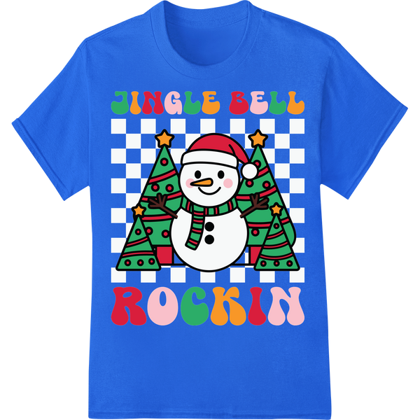 Rockin' Around the Christmas Tree with Frosty DTF Print on blue shirt - SUPERDTF-DTF Prints-DTF Transfers-Custom DTF Prints