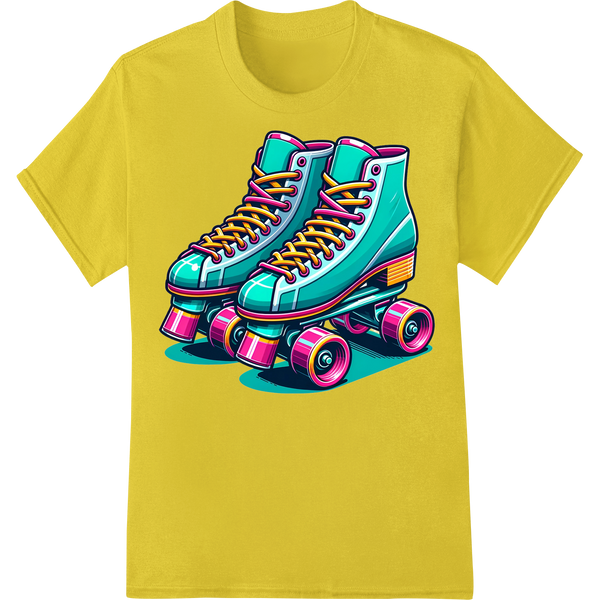 Vibrant 90s Rollerskate DTF Heat Transfer - Retro Style on yellow shirt - SUPERDTF-DTF Prints-DTF Transfers-Custom DTF Prints