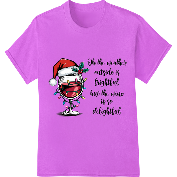 Festive Christmas Wine: Delightful Holiday DTF Print Design on purple shirt - SUPERDTF-DTF Prints-DTF Transfers-Custom DTF Prints