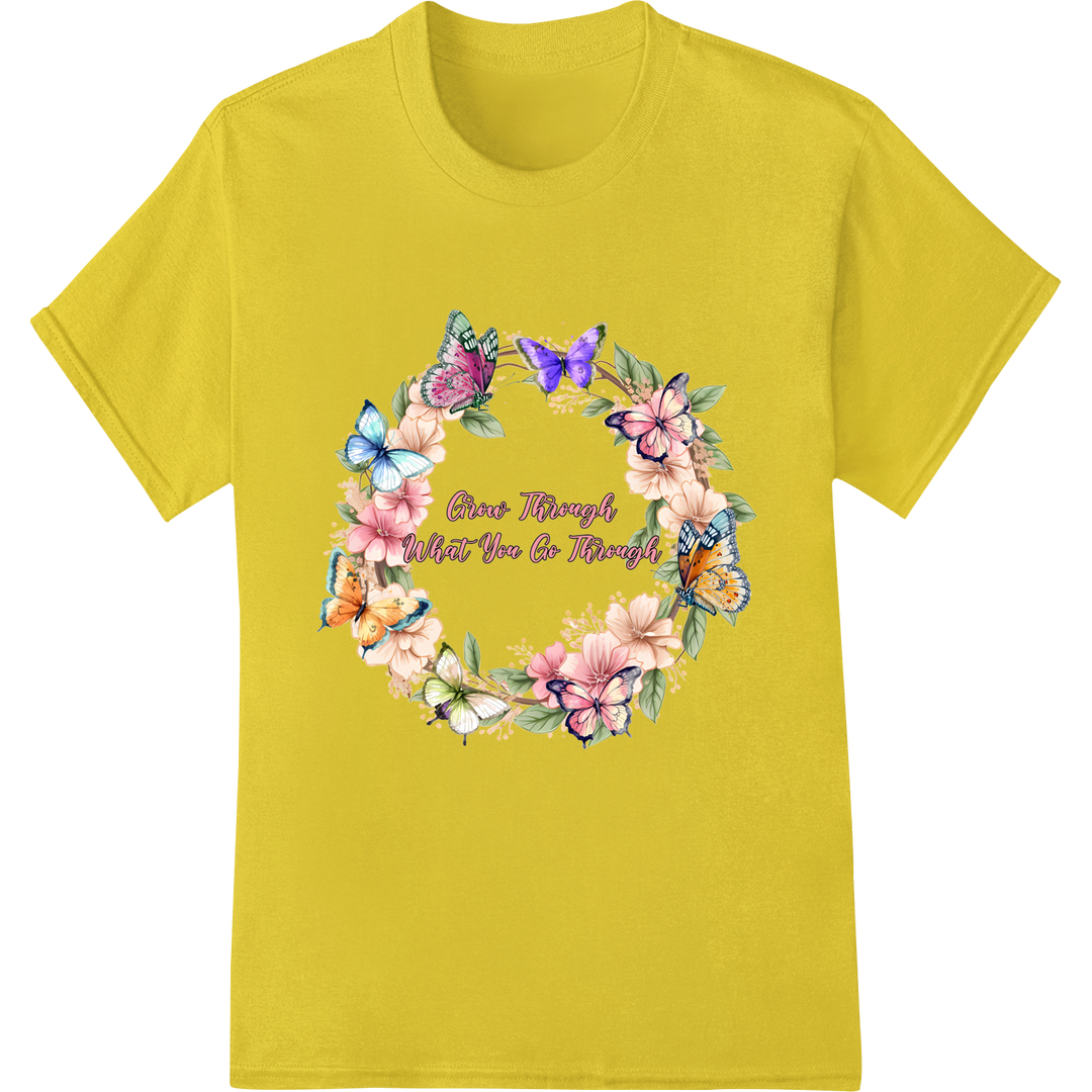 Stay Strong Floral Motivational DTF Print Heat Transfer on yellow shirt - SUPERDTF-DTF Prints-DTF Transfers-Custom DTF Prints