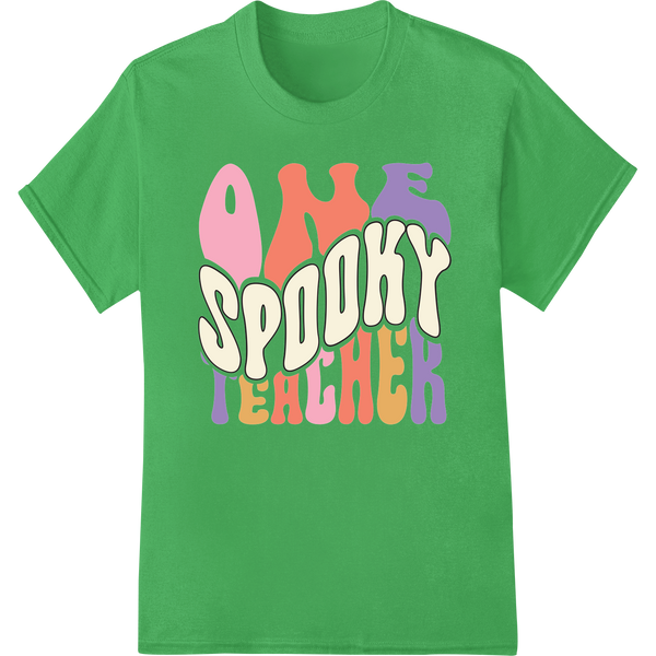 Get Spooky This Halloween with Our Fun Teacher DTF Transfer on green shirt - SUPERDTF-DTF Prints-DTF Transfers-Custom DTF Prints