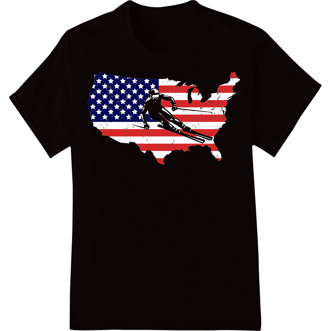 Bold USA Flag Map Patriotic DTF Print Heat Transfer on black shirt - SUPERDTF-DTF Prints-DTF Transfers-Custom DTF Prints