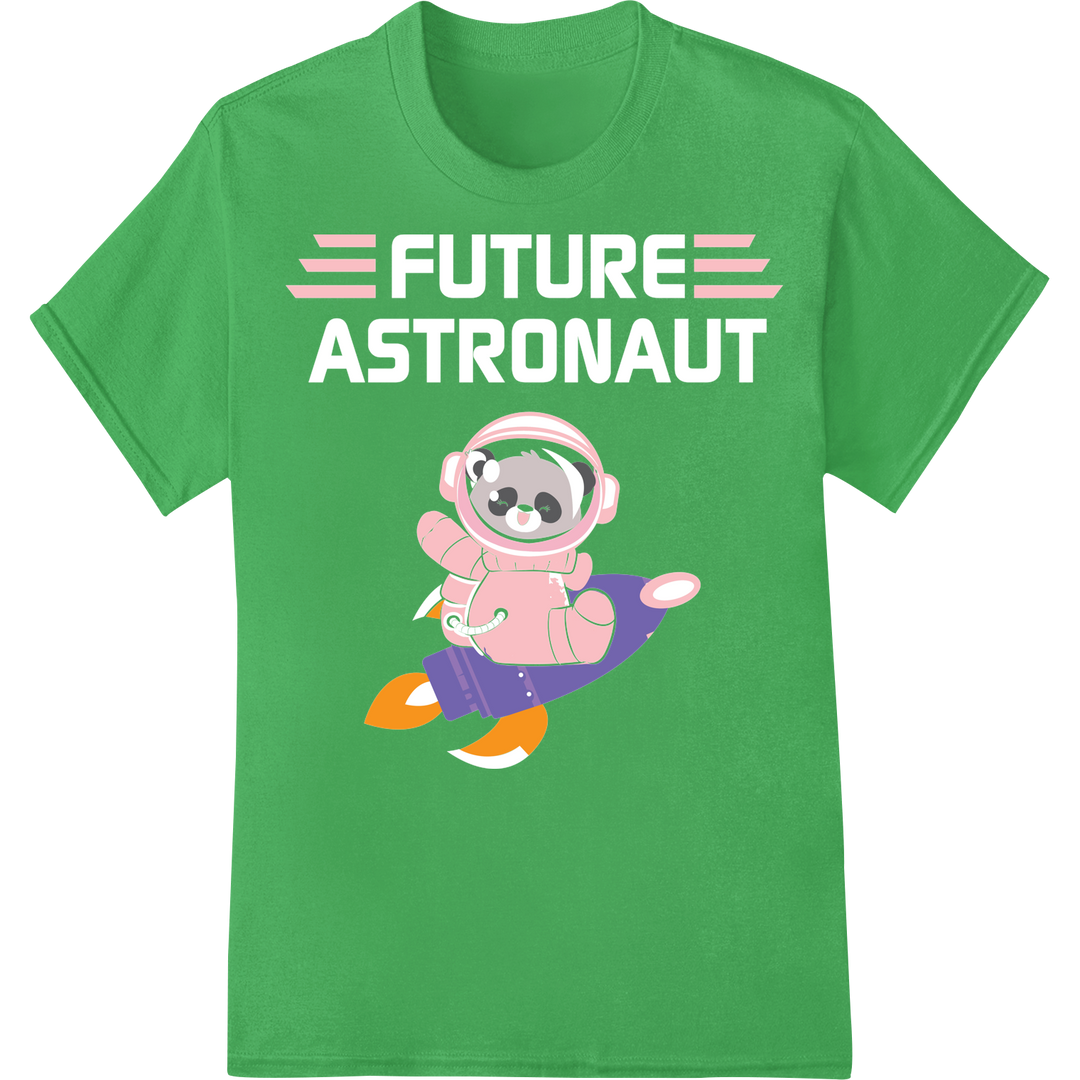 Cosmic Cutie: Astronaut Panda DTF Print Heat Transfer on green shirt - SUPERDTF-DTF Prints-DTF Transfers-Custom DTF Prints