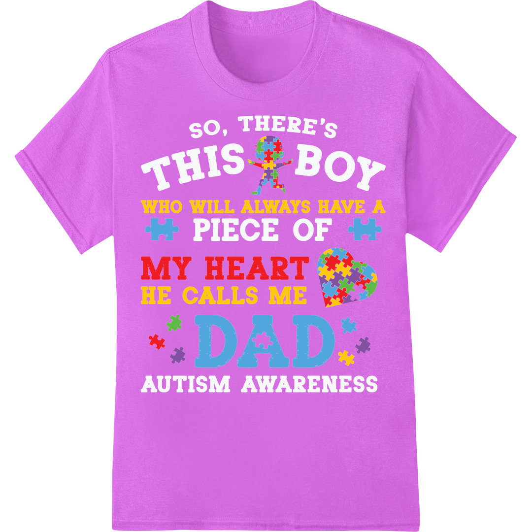 Autism Dad Father's Day DTF Print Heat Transfer | Super DTF on purple shirt - SUPERDTF-DTF Prints-DTF Transfers-Custom DTF Prints