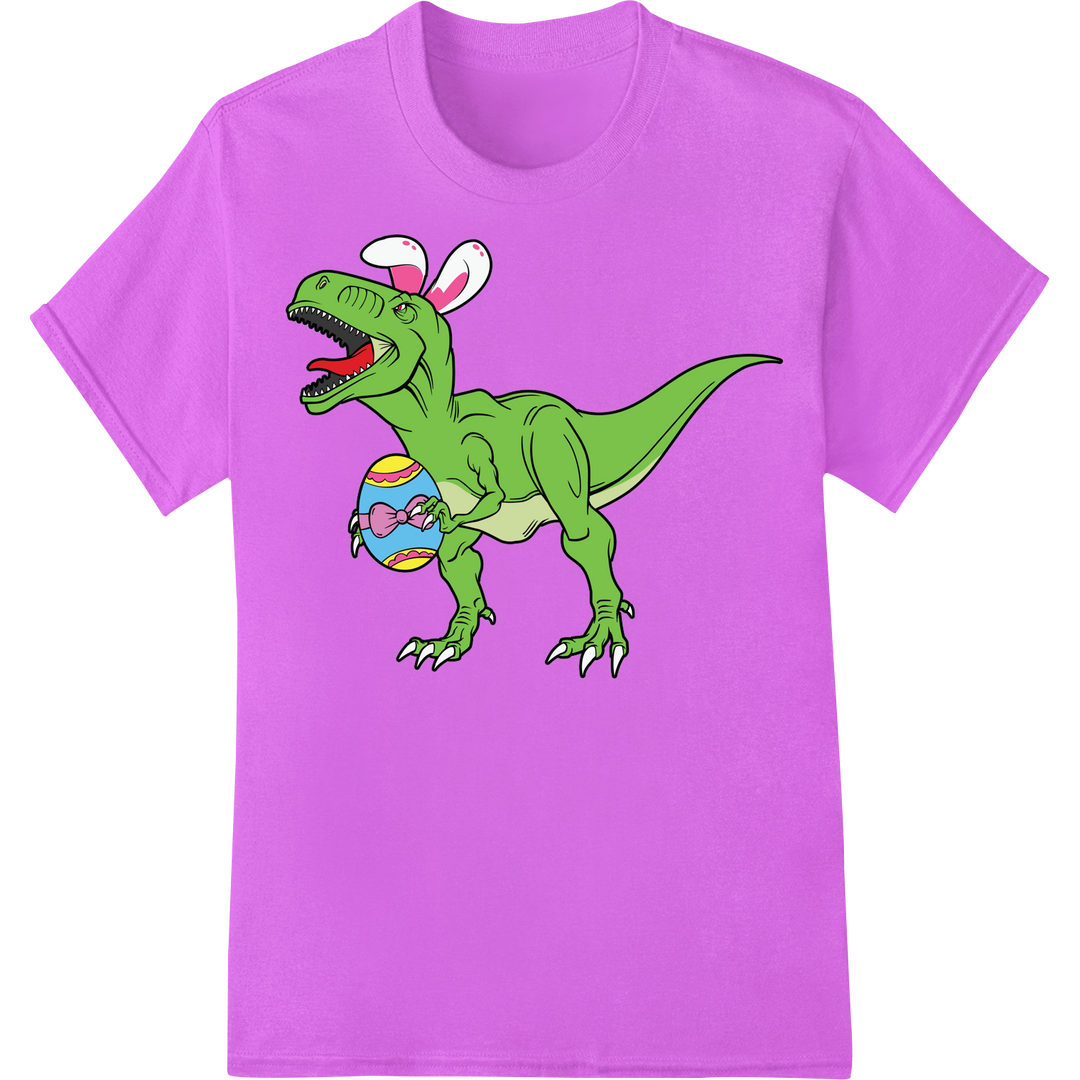 Prehistoric Easter Fun: T-Rex Bunny DTF Print Heat Transfer on purple shirt - SUPERDTF-DTF Prints-DTF Transfers-Custom DTF Prints