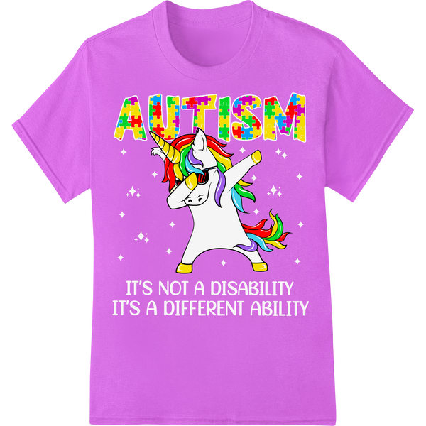 Vibrant Unicorn Autism Awareness DTF Print Heat Transfer on purple shirt - SUPERDTF-DTF Prints-DTF Transfers-Custom DTF Prints