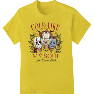 Vibrant custom merchandise print on Chill with Horror Icons: Cold Like My Soul Ice Cream Club