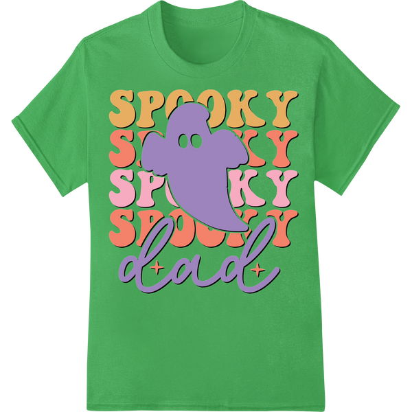 Spooky Dad Ghost: Playful Halloween DTF Print Design on green shirt - SUPERDTF-DTF Prints-DTF Transfers-Custom DTF Prints