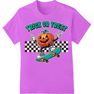 Custom DTF printing technology design - Spooky Skateboarding Pumpkin: Trick or Treat in Style