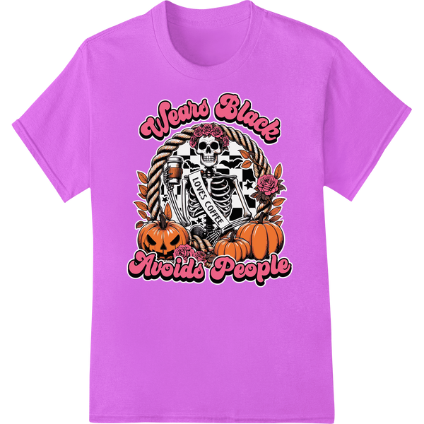 Edgy Skeleton Halloween DTF Print Heat Transfer on purple shirt - SUPERDTF-DTF Prints-DTF Transfers-Custom DTF Prints