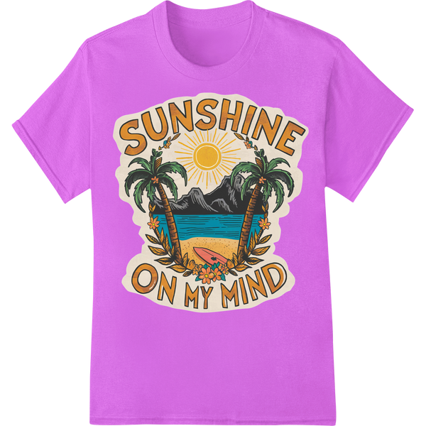 Vintage Tropical Paradise: Sunshine On My Mind DTF Print on purple shirt - SUPERDTF-DTF Prints-DTF Transfers-Custom DTF Prints