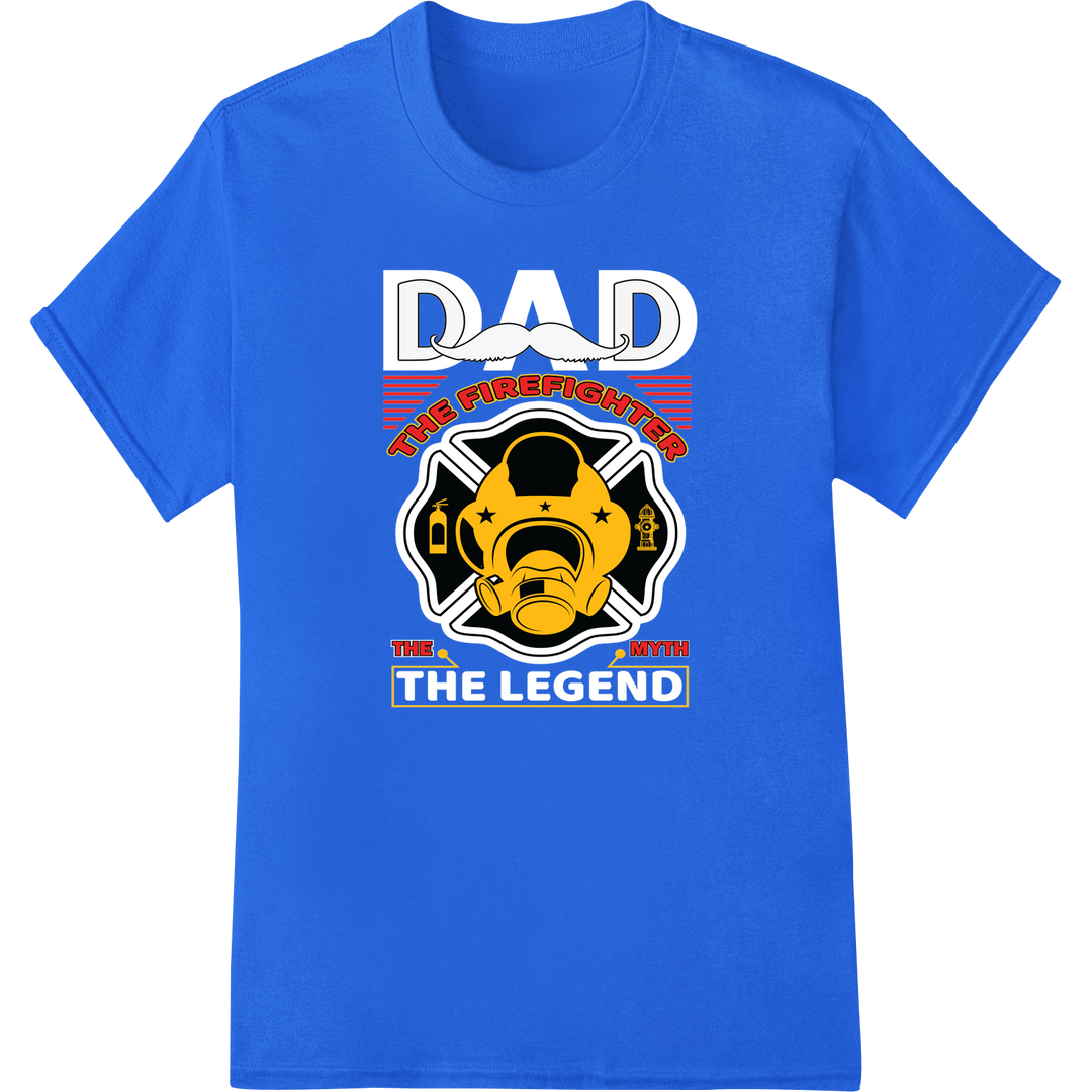 Bold Firefighter DTF Heat Transfer | Heroic Custom Gear on blue shirt - SUPERDTF-DTF Prints-DTF Transfers-Custom DTF Prints