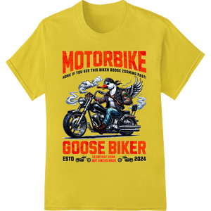 Custom custom DTF designs design - Rebel Goose Biker: Honk if You Spot this Chopper Champ!