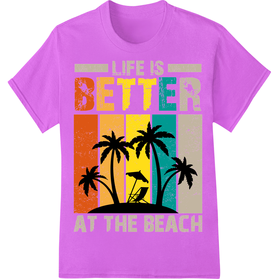 Retro Tropical Sunset DTF Print Heat Transfer | Summer on purple shirt - SUPERDTF-DTF Prints-DTF Transfers-Custom DTF Prints