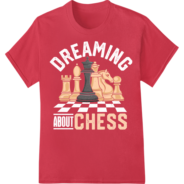 Checkmate Your Style: Chess DTF Print Heat Transfer on red shirt - SUPERDTF-DTF Prints-DTF Transfers-Custom DTF Prints