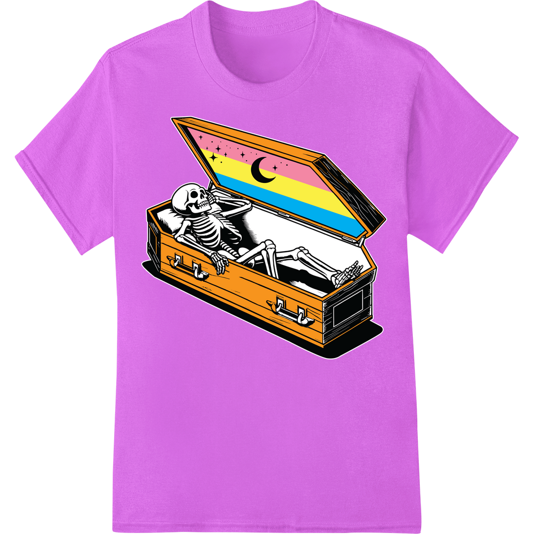 Skeleton Pride: Bold LGBTQ DTF Print Heat Transfer on purple shirt - SUPERDTF-DTF Prints-DTF Transfers-Custom DTF Prints