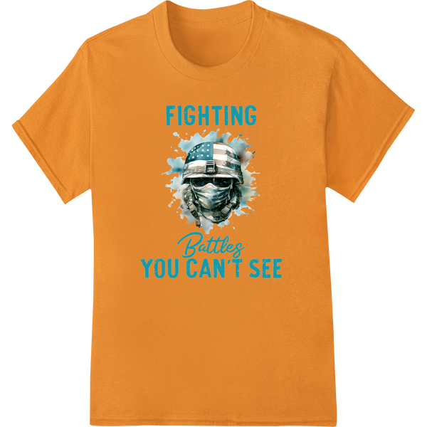 Veteran PTSD Awareness DTF Print: Unseen Battles on orange shirt - SUPERDTF-DTF Prints-DTF Transfers-Custom DTF Prints