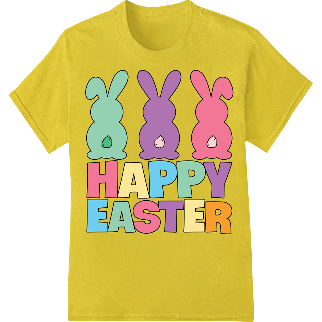 Adorable Easter Bunnies: Playful DTF Print Heat Transfer on yellow shirt - SUPERDTF-DTF Prints-DTF Transfers-Custom DTF Prints