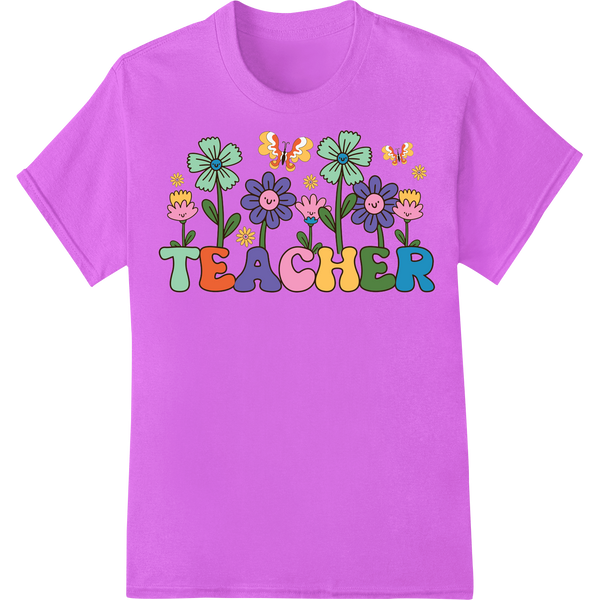 Retro Floral Teacher Appreciation DTF Print Heat Transfer on purple shirt - SUPERDTF-DTF Prints-DTF Transfers-Custom DTF Prints