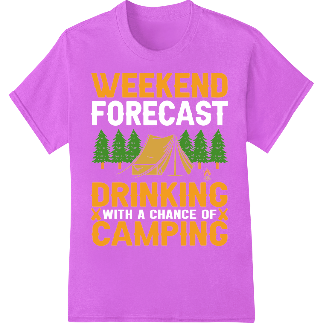 Retro Camping & Drinking | Outdoors Adventure DTF Print on purple shirt - SUPERDTF-DTF Prints-DTF Transfers-Custom DTF Prints