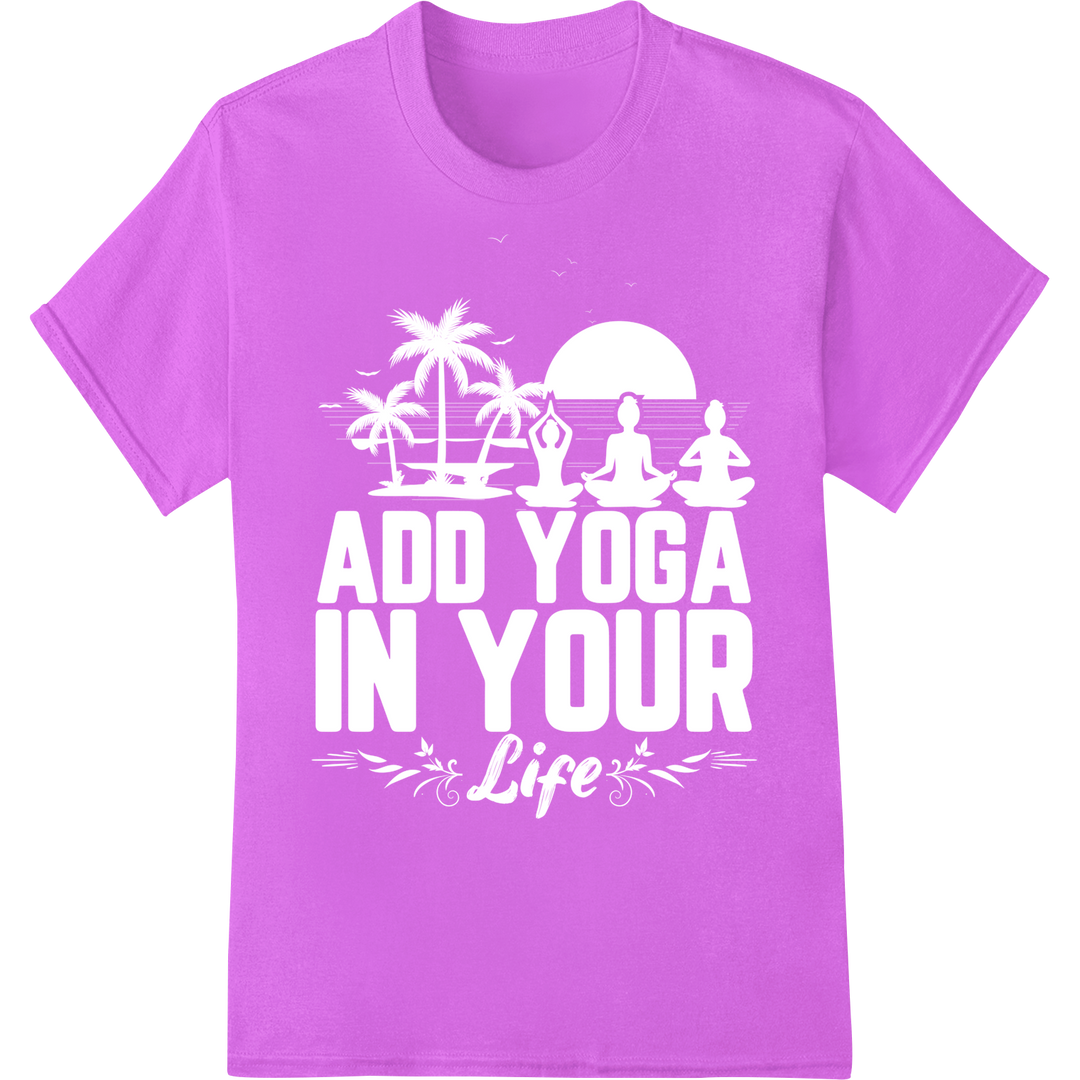 Elevate Your Yoga Practice: Mandala DTF Print Heat Transfer on purple shirt - SUPERDTF-DTF Prints-DTF Transfers-Custom DTF Prints