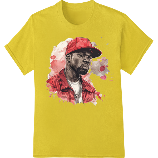 Edgy Red Portrait Heat Transfer | Graffiti-Inspired DTF Print on yellow shirt - SUPERDTF-DTF Prints-DTF Transfers-Custom DTF Prints