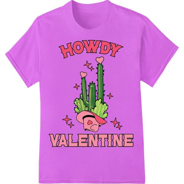 Howdy Valentine: Western-Inspired DTF Print Heat Transfer on purple shirt - SUPERDTF-DTF Prints-DTF Transfers-Custom DTF Prints