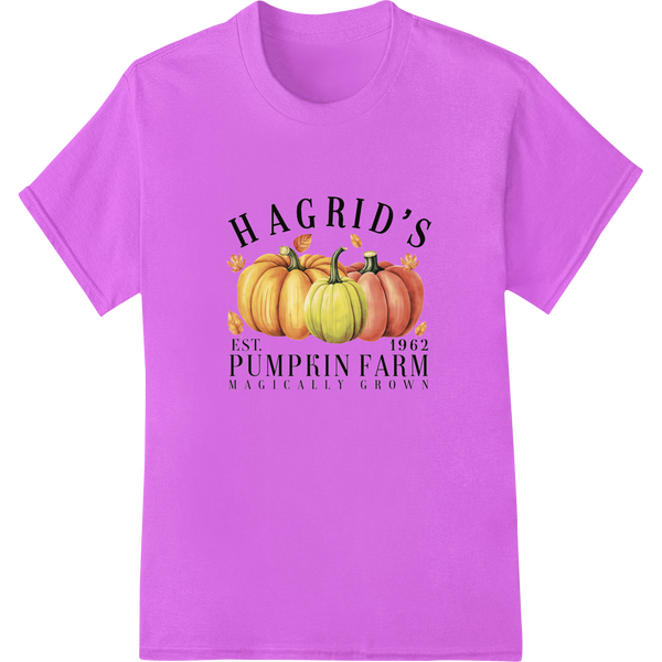 Hagrid's Enchanted Pumpkins: Magically Grown Since 1962 on purple shirt - SUPERDTF-DTF Prints-DTF Transfers-Custom DTF Prints