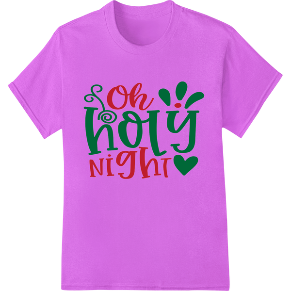 'Oh holy night' Playful Paw Print Christmas Typography on purple shirt - SUPERDTF-DTF Prints-DTF Transfers-Custom DTF Prints