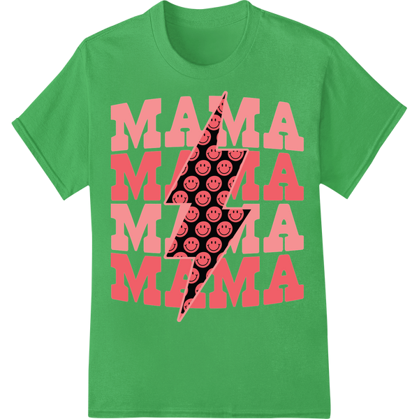 Retro MAMA Lightning Bolt | Mother's Day DTF Print Transfer on green shirt - SUPERDTF-DTF Prints-DTF Transfers-Custom DTF Prints