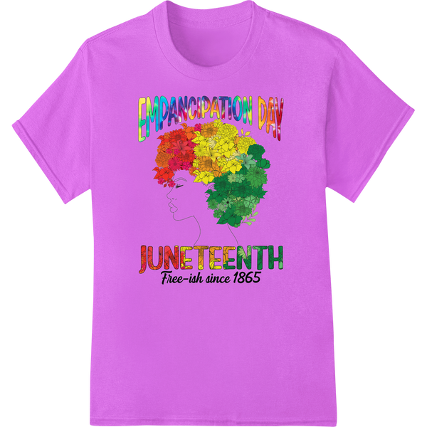 Vibrant Juneteenth Emancipation Day Celebration Afro Design on purple shirt - SUPERDTF-DTF Prints-DTF Transfers-Custom DTF Prints