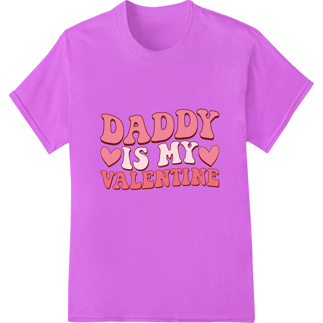 Adorable 'Daddy is My Valentine' DTF Print Heat Transfer on purple shirt - SUPERDTF-DTF Prints-DTF Transfers-Custom DTF Prints