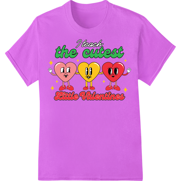 Retro 'I teach the cutest Valentines' DTF Transfer Print on purple shirt - SUPERDTF-DTF Prints-DTF Transfers-Custom DTF Prints