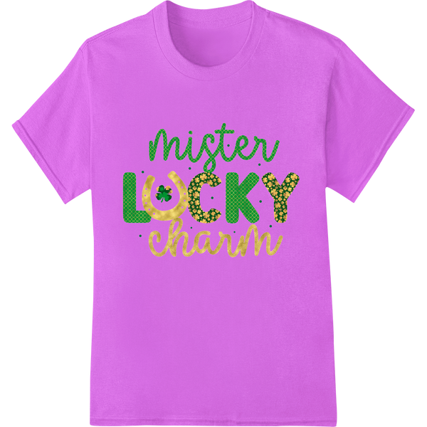 Mister Lucky Charm: Festive St. Patrick's Day DTF Print on purple shirt - SUPERDTF-DTF Prints-DTF Transfers-Custom DTF Prints