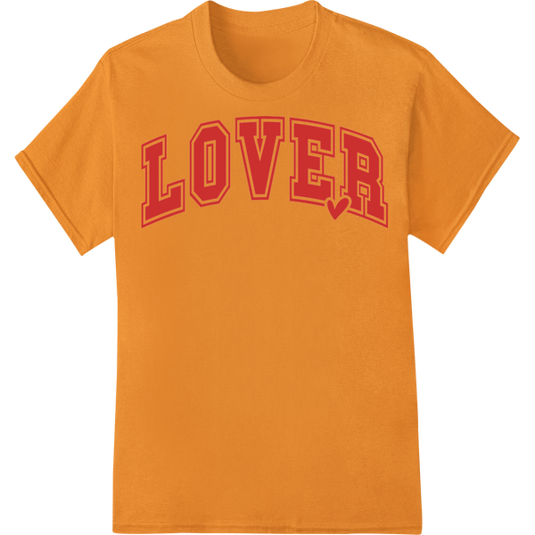 Bold Red 'LOVER' DTF Print Heat Transfer for Valentine's Day on orange shirt - SUPERDTF-DTF Prints-DTF Transfers-Custom DTF Prints