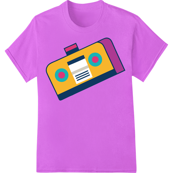 Retro Boombox Blast: '80s Inspired DTF Print Heat Transfer on purple shirt - SUPERDTF-DTF Prints-DTF Transfers-Custom DTF Prints