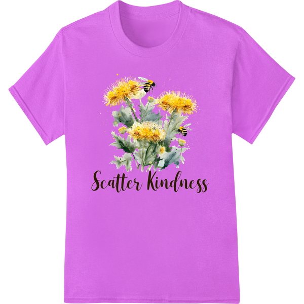 Scatter Kindness: Sunflower & Bee Inspirational DTF Print on purple shirt - SUPERDTF-DTF Prints-DTF Transfers-Custom DTF Prints