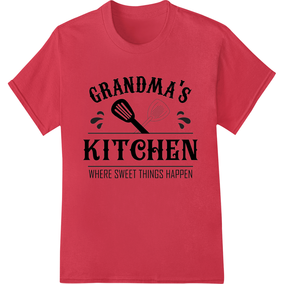 Grandma's Kitchen Love: Nostalgic Baking DTF Heat Transfer on red shirt - SUPERDTF-DTF Prints-DTF Transfers-Custom DTF Prints