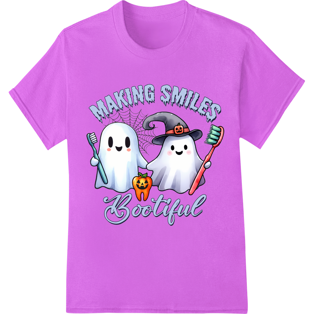 Making Smiles Bootiful: Cute Dentist Halloween DTF Print on purple shirt - SUPERDTF-DTF Prints-DTF Transfers-Custom DTF Prints