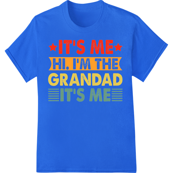 Retro Grandad Love: Playful Father's Day Heat Transfer Print on blue shirt - SUPERDTF-DTF Prints-DTF Transfers-Custom DTF Prints