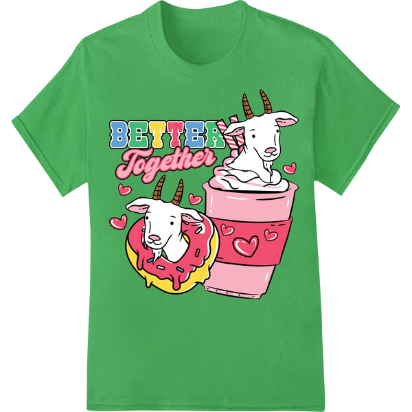 Adorable Valentine's Day 'Better Together' Animal DTF Print on green shirt - SUPERDTF-DTF Prints-DTF Transfers-Custom DTF Prints