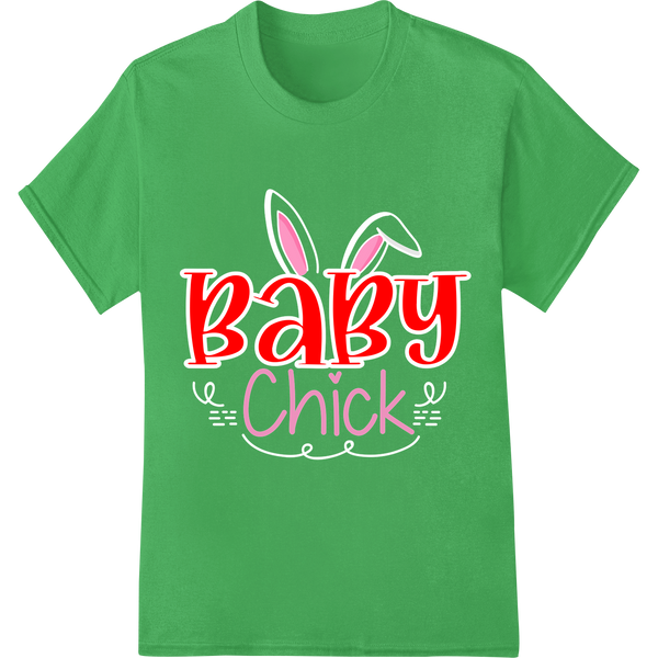 Adorable 'Baby Chick' Easter DTF Print Heat Transfer on green shirt - SUPERDTF-DTF Prints-DTF Transfers-Custom DTF Prints