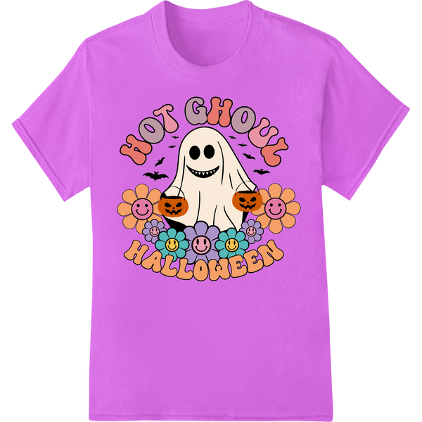 Cute Ghost Halloween Heat Transfer - Spooktacular Fun! on purple shirt - SUPERDTF-DTF Prints-DTF Transfers-Custom DTF Prints