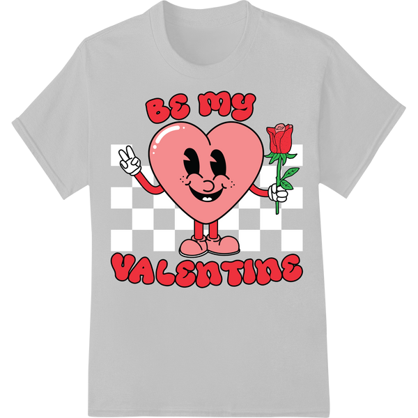 Adorable 'Be My Valentine' Heart DTF Print Heat Transfer on white shirt - SUPERDTF-DTF Prints-DTF Transfers-Custom DTF Prints