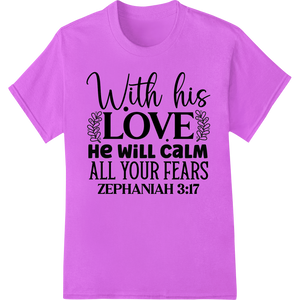 Expert innovative apparel printing craftsmanship on Inspiring Faith: God's Love Calms Fears - Zephaniah 3:17