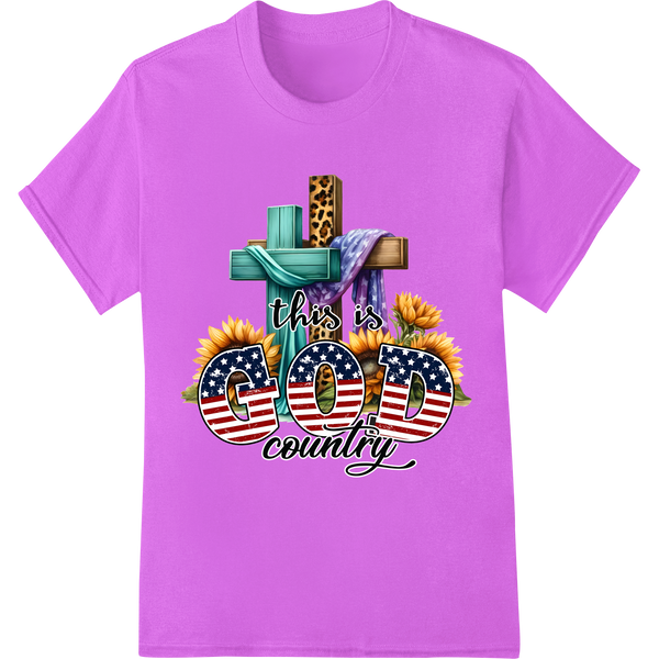 Show Your Faith & Pride with 'This is GOD Country' DTF Print on purple shirt - SUPERDTF-DTF Prints-DTF Transfers-Custom DTF Prints