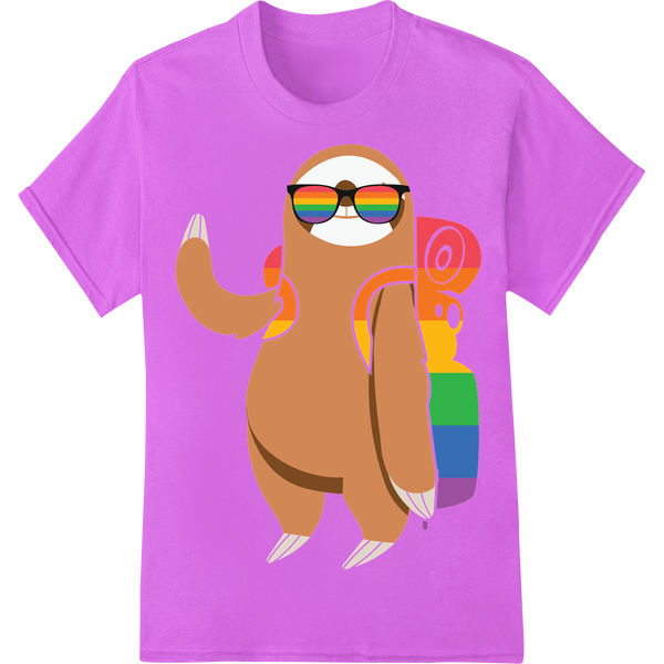 Vibrant LGBT Sloth Pride DTF Print Heat Transfer on purple shirt - SUPERDTF-DTF Prints-DTF Transfers-Custom DTF Prints