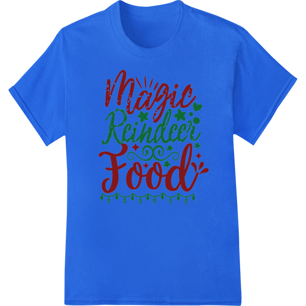 Enchanting 'Magic Reindeer Food' Christmas DTF Print on blue shirt - SUPERDTF-DTF Prints-DTF Transfers-Custom DTF Prints